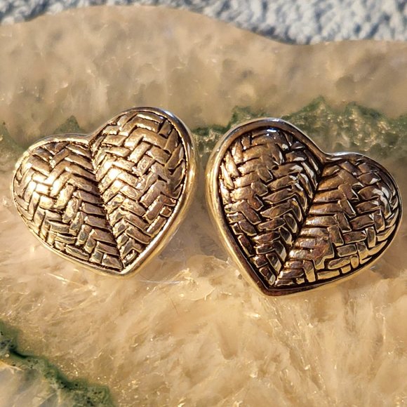 Vintage Airess Heart Earrings post Sterling Silver 3/4"  5.3g - Picture 1 of 3